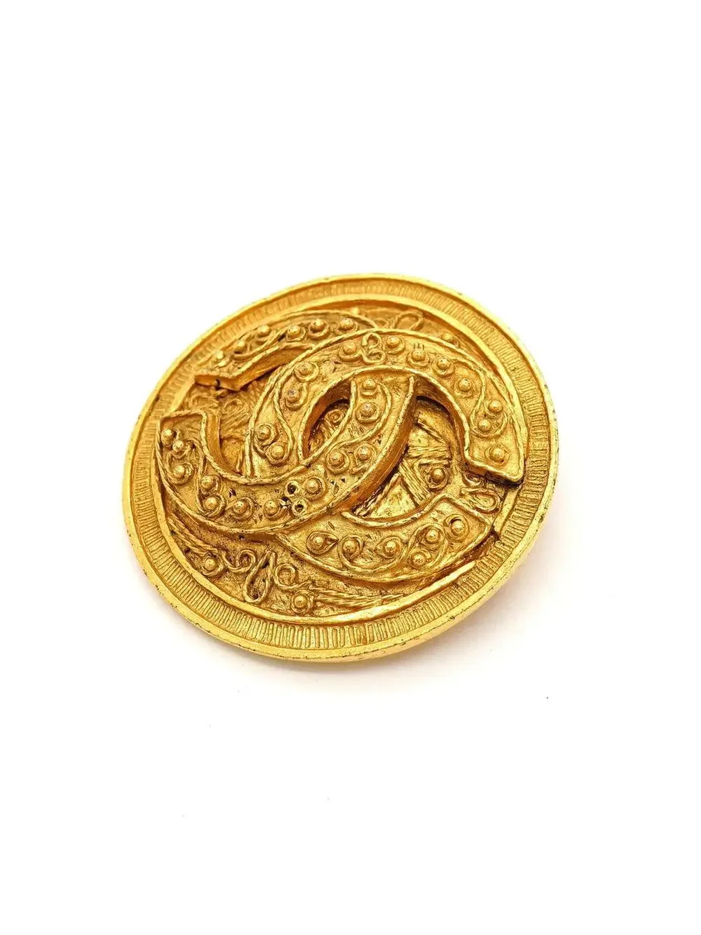 Chanel Cc Logo Circle Brooch Metal #357920C78B